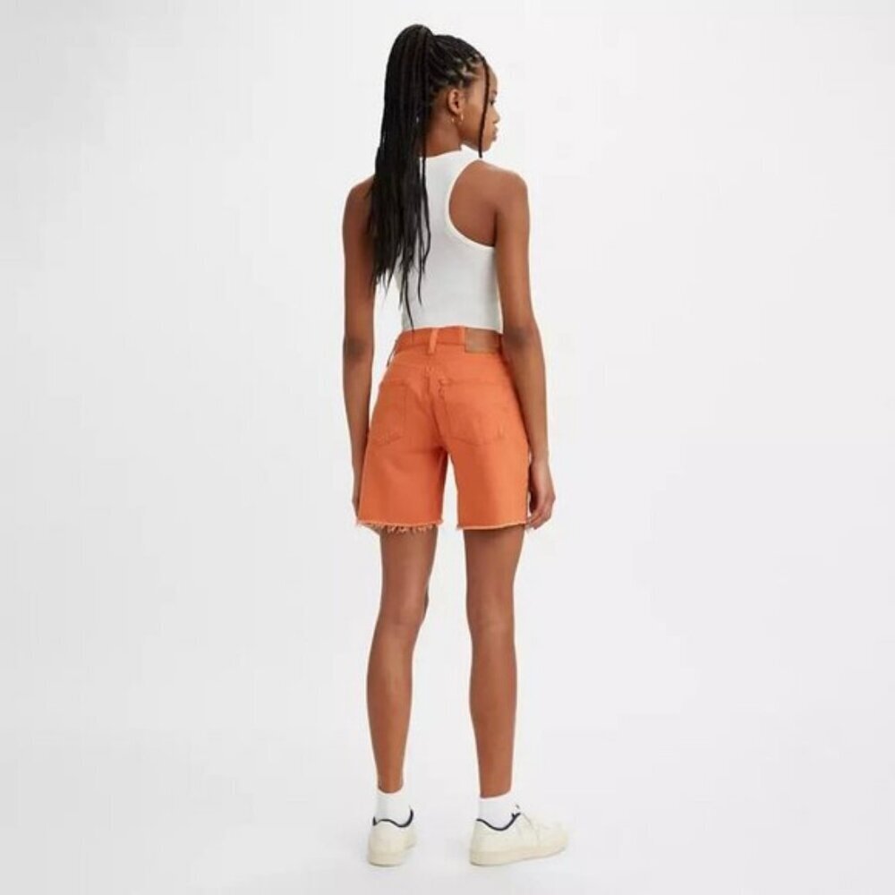 Levi's 501 '90s Women's Shorts In Orange Garment Dye Size 24 - Picture 2 of 7